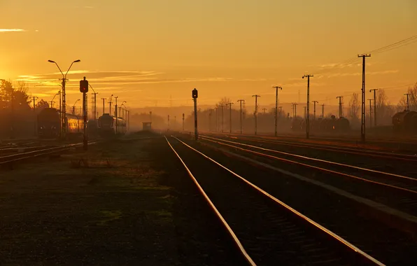 Night, station, railroad