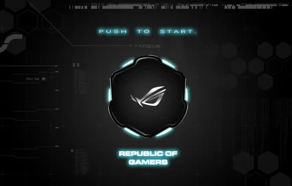 Picture background, brand, asus, rog, republic of gamers, push to start