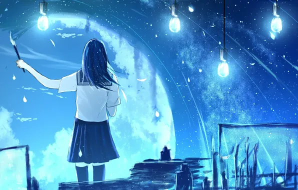 Picture girl, light, light bulb