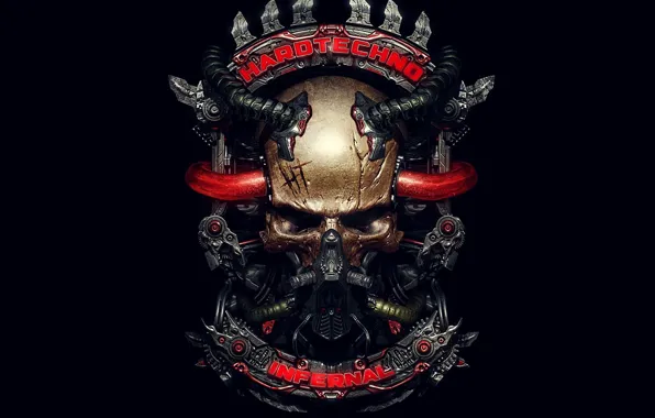 Skull, sake, infernal, metallic, Hardtechno