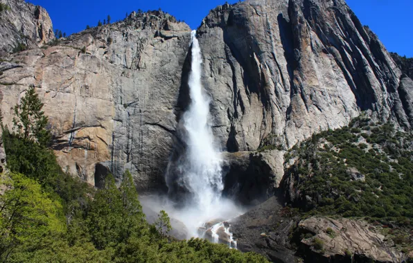 Mountains, stones, rocks, waterfall, CA, USA, Yosemite national Park, Yosemite National Park
