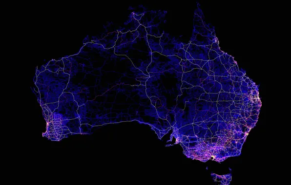 Picture line, lights, Australia, continents