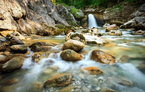 Summer, nature, river, stones