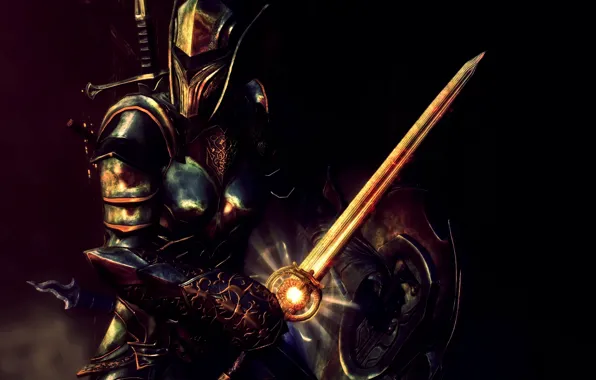 Picture girl, rendering, background, sword, armor, warrior, helmet