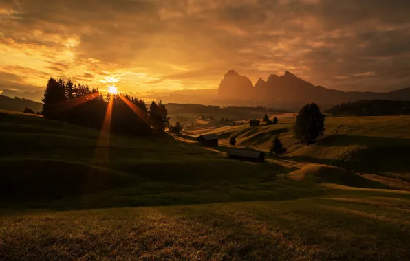 Picture mountains, dawn, Italy, The Dolomites