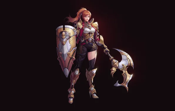 Girl, Red, Fantasy, Art, Style, Illustration, Weapon, Minimalism