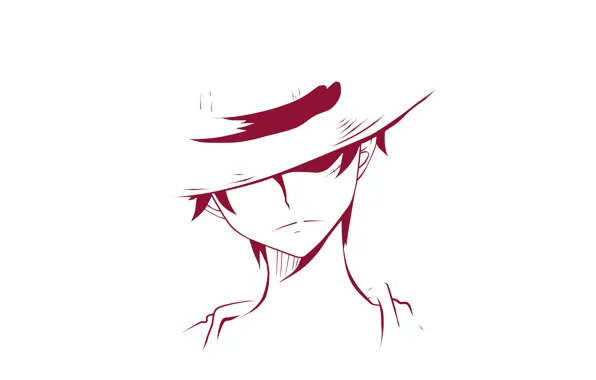Minimalism, hat, guy, One Piece, Monkey D. Luffy