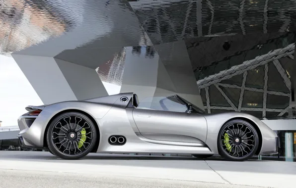 Concept, Porsche, wheel, drives, Porsche, side view, Spyder, 918