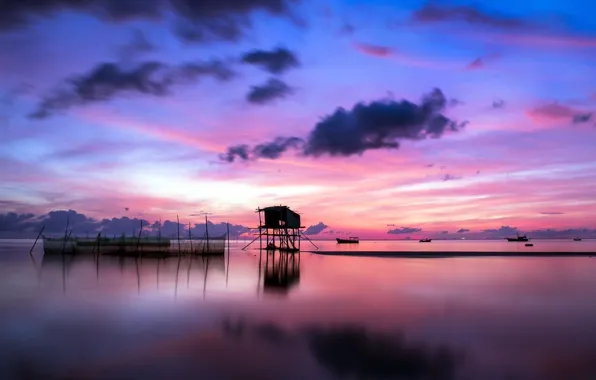 Picture colors, sky, sea, landscape, nature, Sunset, water, clouds