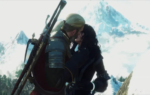 Picture kiss, The Witcher, The Witcher 3, Geralt, Yennefer, My Beautiful Love
