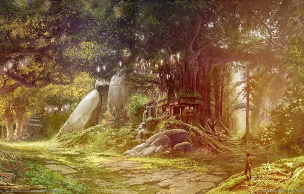 Forest, house, people, tale, Aion, tower of eternity