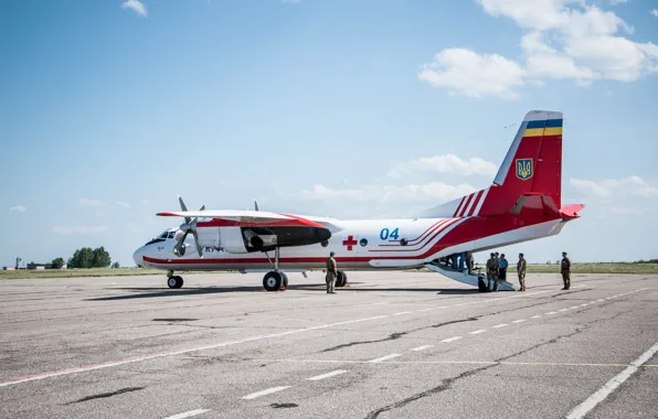 Picture The plane, Ukraine, An-26, ANTK imeni O. K. Antonova, Sanitary Board, Ministry of emergency situations …