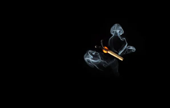 Creative, butterfly, smoke, match, black background