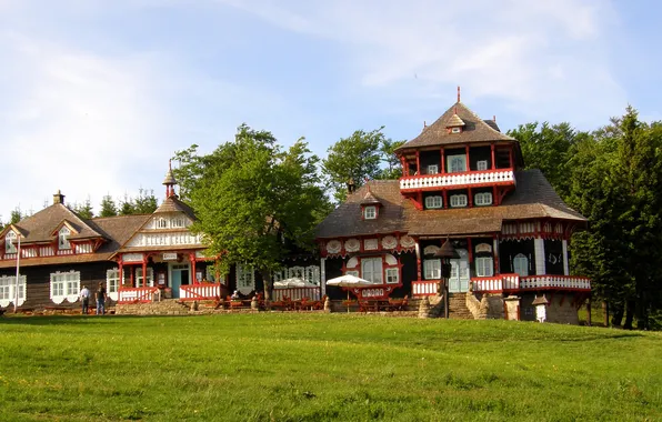 Grass, trees, home, Czech Republic, village, lawn, Prostřední Bečva