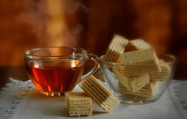 Picture tea, Cup, waffles