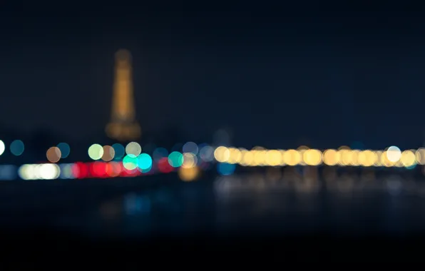 Lights, Paris, Eiffel tower, bokeh