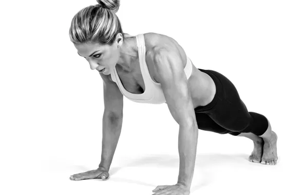 Picture woman, pose, fitness, sportswear, pushups