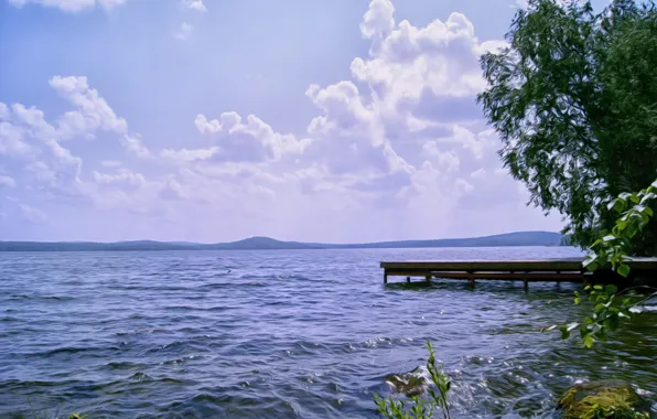 Picture summer, the sky, trees, nature, lake