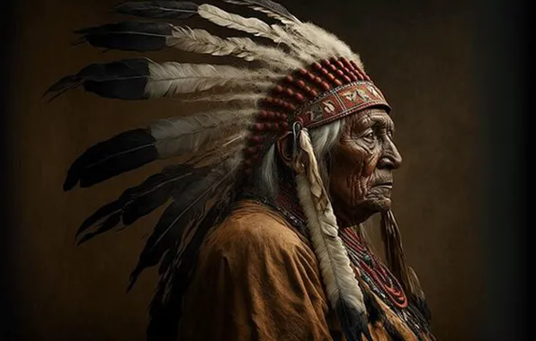 Picture art, native american, the chief, first people