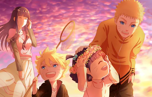 Girl, children, guy, naruto, anime, art, Hyuuga Hinata, Uzumaki Naruto