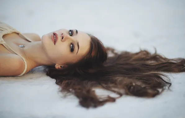 Picture girl, snow, portrait, lies