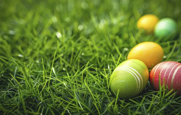 Grass, holiday, eggs, spring, Easter, painted, eggs, AI art
