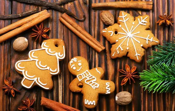 Decoration, tree, New Year, cookies, Christmas, cinnamon, happy, Christmas