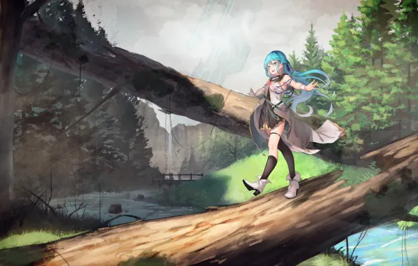 Anime, girl, log, song