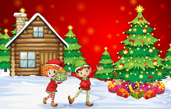 Picture snow, happiness, children, vector, new year, home, Christmas, vector