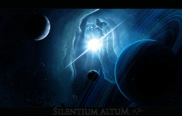 Picture light, the explosion, star, planet, silentium altum