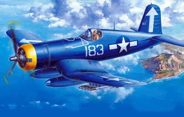 Picture Corsair, Chance Vought, F4U-1D, single carrier-based fighter