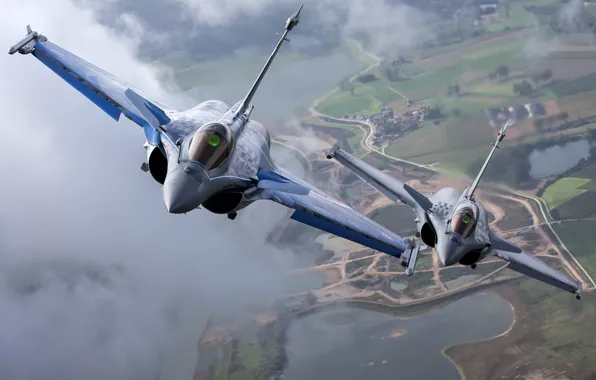 Picture pair, flight, multi-role fighter, Dassault Rafale