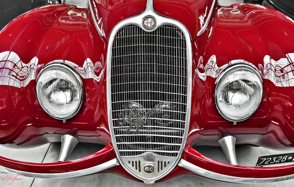 Red, lights, Alfa Romeo, grille