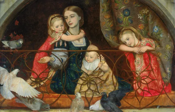 Picture Arthur Hughes, 1863-1865, Mrs Leathart and her three children