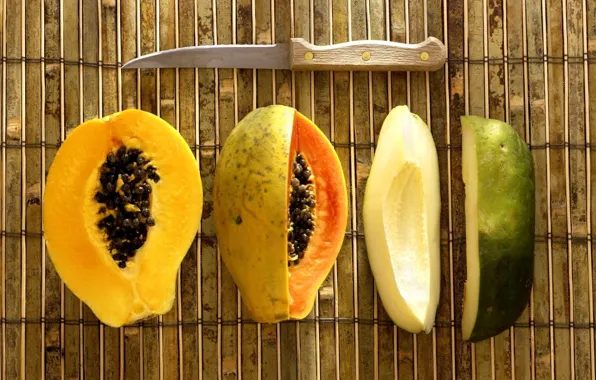 Fruit, knife, avocado