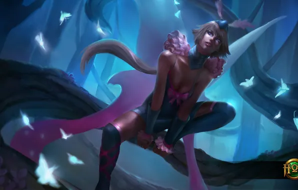 Chest, girl, dress, Heroes of Newerth, Monarch, Luna Moth Cherub