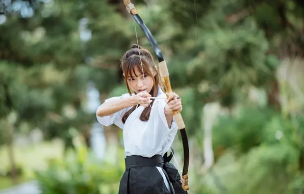 Picture girl, bow, arrows