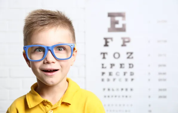 View, child, glasses, visual examination