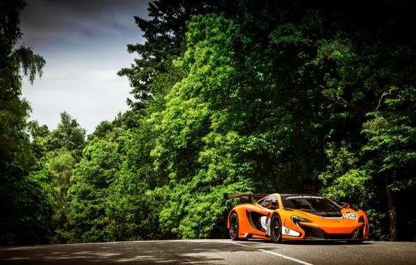 Picture McLaren, Auto, Road, Trees, Forest, Sport, Orange, Day