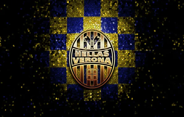 Wallpaper, sport, logo, football, glitter, checkered, Hellas Verona