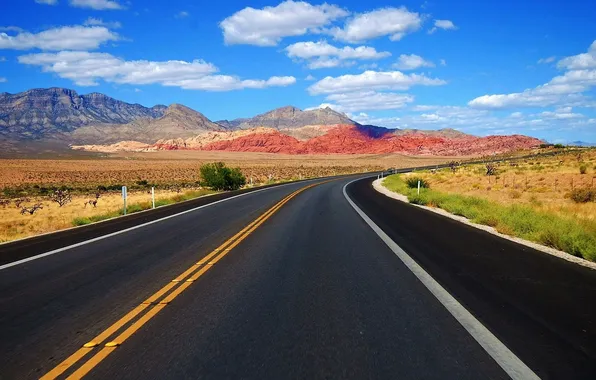 Road, landscape, mountains