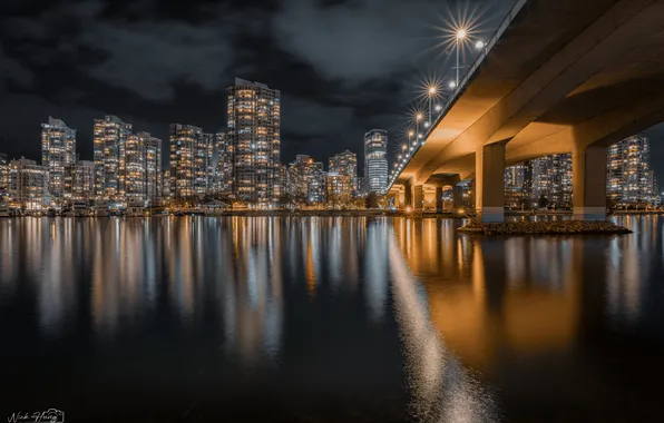 Picture night, bridge, the city, lights