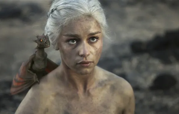 Picture look, girl, dragon, blonde, Game of thrones, Emilia Clarke, dirty