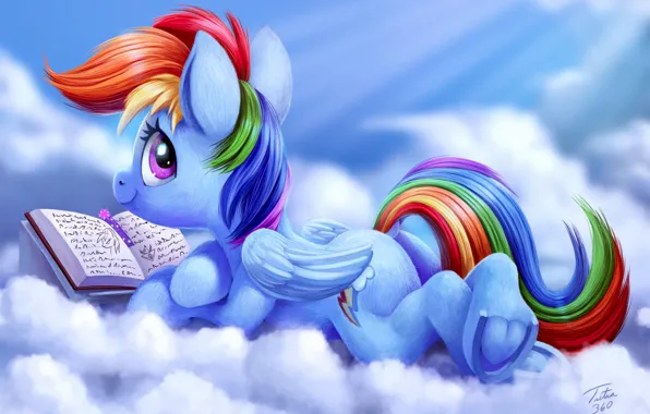 The sky, cartoon, art, Rainbow Dash, My Little Pony: Friendship is Magic, MLP:FiM, by Tsitra360