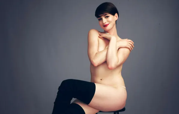 Smile, naked, makeup, slim, actress, brunette, beautiful, Topless