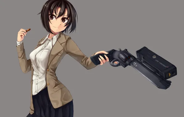 Picture girl, smile, weapons, anime, art, dreadtie