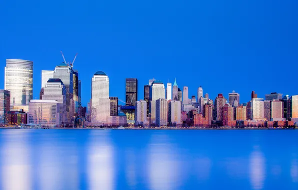 The sky, water, skyscraper, home, New York, USA, Manhattan