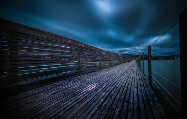 Night, bridge, river