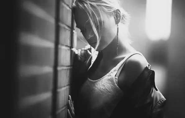 Look, pose, tenderness, b/W, blonde, face, Pollography