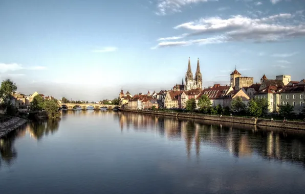 Bridge, river, photo, home, Germany, Regensburg, regensburg